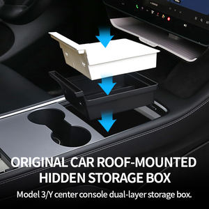 <span class=keywords><strong>2022</strong></span> modèle 3 accessoires automobiles 3 pièces floqué ABS Console centrale de voiture organisateur plateau boîte de rangement pour <span class=keywords><strong>Tesla</strong></span> modèle 3 - Product Image 3