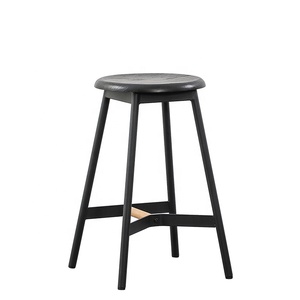 Tabouret <span class=keywords><strong>de</strong></span> <span class=keywords><strong>bar</strong></span> <span class=keywords><strong>haut</strong></span> <span class=keywords><strong>de</strong></span> gamme rond en chêne noir MDF, 65 cm, 75 cm - Product Image 6