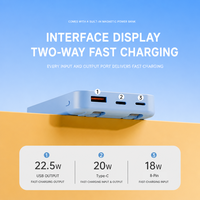 Batterie externe magnétique sans fil à charge ultra-rapide 22,5 W, haute capacité 10000 mAh, avec câbles intégrés Type-C 15W 18W 20W et support USB 2-en-1