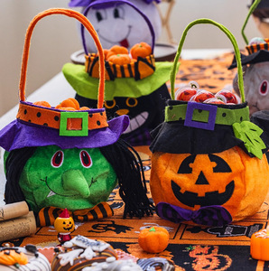 Sacs de bonbons brodés à la main pour Halloween, accessoires de décoration de vacances pour enfants Seaux de lanterne de citrouille d'Halloween Halloween - Product Image 1