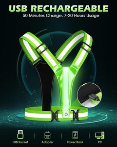 Gilet réfléchissant LED rechargeable par USB, haute visibilité, équipement de course à pied, 5 couleurs, gilet de course pour la marche nocturne, le jogging - Product Image 4