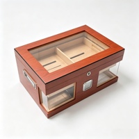 Boîte à cigares en bois avec logo personnalisé, plateau de séparation en cèdre espagnol, fenêtre en verre, hygromètre numérique pour collection de cigares