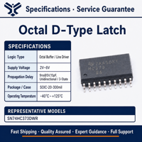 Circuit intégré logique Texas Instruments SN74HC373DWR CMOS Octal D Type Latch 3 États SOIC 20 pour Interface Bus, Conçu pour les Ingénieurs en Conception de Circuits Imprimés, Conforme RoHS