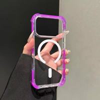 Coque transparente magnétique en acrylique couleur bonbon pour iPhone 17 Pro Max 16 Pro Max 15 Pro Max, protection anti-chute aux quatre coins