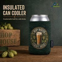 Manchon isotherme pliable en néoprène de 12 oz pour canette, avec logo personnalisé, pour garder au frais, imprimé avec badge de bière artisanale vintage, pour brasserie