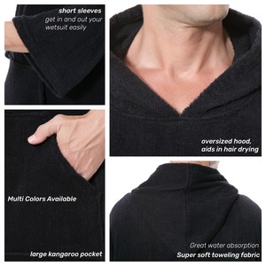 Poncho de surf à <span class=keywords><strong>capuche</strong></span> pour adultes, robe de change pour piscine, poncho de plage, <span class=keywords><strong>serviette</strong></span> de surf - Product Image 6