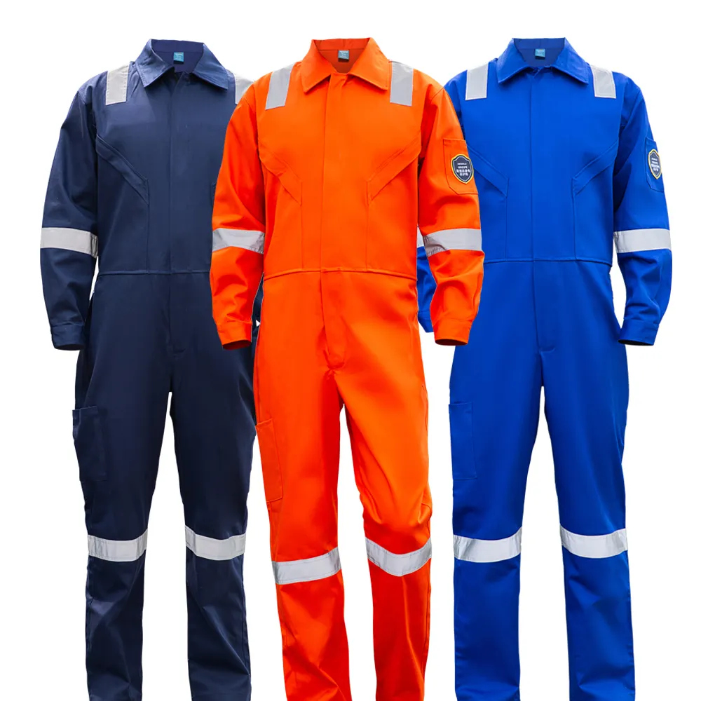 Anti-Static ทนไฟทํางานชุดคลุมหน่วงไฟเสื้อผ้าทํางานสําหรับชาย Workwear สะท้อนแสงขัดเครื่องแบบชุด