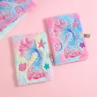 Journal intime en peluche avec queue de sirène coquillage personnalisé avec serrure et stylo Journal scolaire flou pour filles