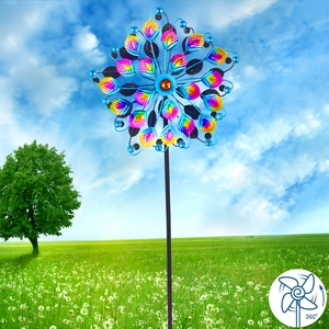 Große Doppelschichtige Metall-Windmühle, Umweltfreundliches Selbstrotierendes Windrad, Garten- und Rasendekoration für Außenbereich und Villa - Product Image 1