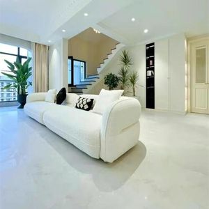Alien Semicircular <b>Cream</b> Fabric <b>Sofa</b> Upholstered Foam Filling For Small Apartments Living Room - Product Image 3