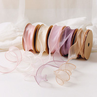 Ruban de fleurs en Organza uni, nœud papillon, ruban en mousseline de soie pour emballage cadeau
