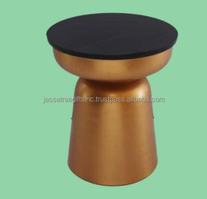 Metal Sheet Accent Coffee <b>Table</b> With <b>Black</b> Powder Coating Finishing Round Shape Plain Design Wooden Top For <b>Living</b> <b>Room</b> - Product Image 5