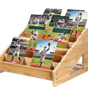 Présentoir en bois à 6 niveaux, organisateur de rangement de photos de bureau pour cartes de célébrités et de sport, en bois massif durable - Product Image 5