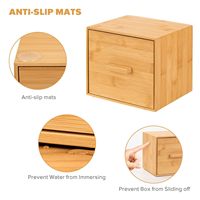 Meuble de rangement de bureau en bambou à un seul tiroir, organisateur compact en bambou naturel pour maquillage, stylos et fournitures de bureau
