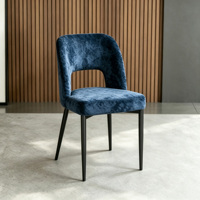 Chaise de salle à manger moderne en velours, chaise d'appoint à dossier ajouré, chaise de loisirs à pieds en métal noir pour salle à manger, cuisine, maison