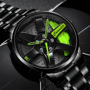 Reloj de movimiento automático de WJ-10376 para hombre, de cuarzo al vacío, de acero inoxidable, con parte trasera, estilo de rueda, de lujo