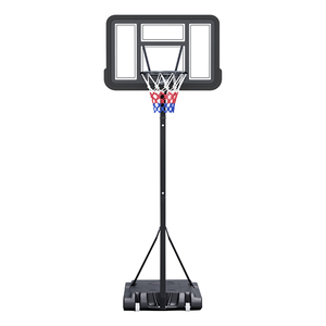 Support de cerceau de <span class=keywords><strong>basket</strong></span>-ball réglable en hauteur de 7.5 à 10 pieds Support de panneau arrière en verre trempé de 18 pouces Jante de <span class=keywords><strong>basket</strong></span>-ball Utilisation intérieure <span class=keywords><strong>Filet</strong></span> inclus - Product Image 1