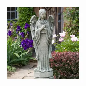 Lebensgroße hand geschnitzte Naturstein Granit Marmor Friedhof Engel Statuen Skulptur für Gärten