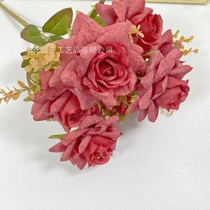 Tangyue Rose Bouquet 7 Heads Silk <b>Flower</b> High Simulation For Wedding Home Decoration Hotel Soft Furnishings - Product Image 3