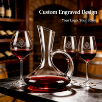 Ensemble de carafes en verre soufflé à la main de luxe, design vintage, 3 pièces, capacité 1500-2000 ml, poignée stable pour restaurant, cave à vin, événements