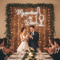 Lumière néon flexible RGB multicolore résistante aux intempéries, mon partenaire pour le vin, enseigne néon amusante pour mariage, lumière néon LED multicolore DIY pour extérieur