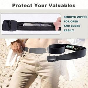 Cinturón de seguridad antirrobo de poliéster/algodón trenzado para viaje, con cremallera para dinero, para hombre, con hebilla de pasador, negro, bolsillo secreto, informal - Product Image 3