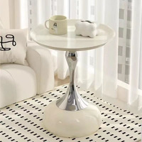 Table à thé en fer forgé avec plateau en marbre, directement de l'usine - Design de luxe multifonctionnel pour petits espaces, table d'appoint ronde pour chevet et balcon