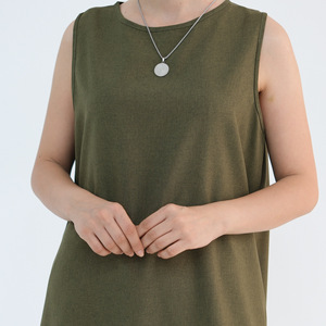 Vestido Interior sin Mangas Tipo Abaya, Color Liso, Elegante, de Lino, Vestido Largo Musulmán, Venta al Por Mayor - Product Image 5