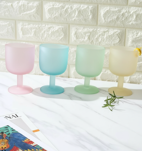 Verre à pied haut et large, vintage, anti-fuite, pour desserts, boissons, café, whisky, cocktails, dégradé de couleurs, givré, à pied court - Product Image 1