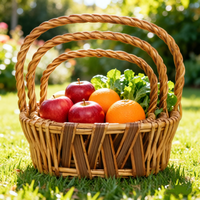 Ensemble de paniers ovales en osier, paniers de rangement ronds en saule, paniers rectangulaires tressés à la main style fruit pour l'organisation de la maison