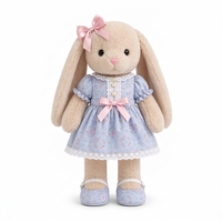 Peluche Lapin Debout avec Robe Florale Amovible et Chaussures, Rembourrage Coton PP, Lavable, Fourrure Crème, Jouet pour Enfants, Cadeau, Personnalisable OEM
