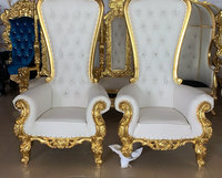 Chaise Trône de Luxe en Or Blanc, Chaise Royale à Dossier Haut pour Mariage et Événements, Personnalisation Usine