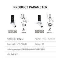 Spot LED encastré rotatif rétractable anti-éblouissement pour plafond, mini-déflecteur étroit, 3W 6W 8W, pour maison, magasin, hôtel