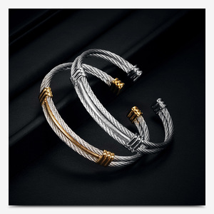 2026 High Quality 18k Gold Plated Stainless Steel Rotundity Twisted <b>Bangle</b> <b>Bracelet</b> Unisex Party Jewelry - Product Image 4