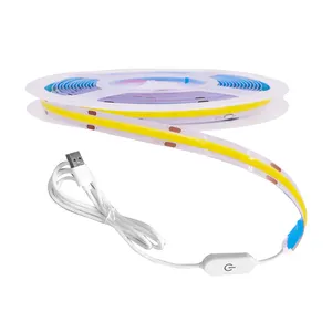 Kit de tira de luces <span class=keywords><strong>LED</strong></span> para máquina de coser, cinta de luz cob <span class=keywords><strong>led</strong></span> blanca USB5V alimentada con Interruptor táctil, tiras de iluminación para armario y cocina, 1m, 2m, 300cm - Product Image 1