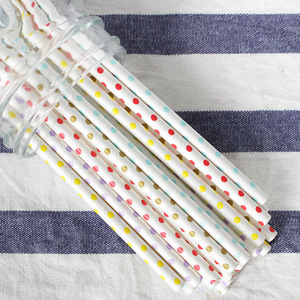White Paper Straws With Colorful Dots Disposable Eco Friendly For Party Wedding - Product Image 2