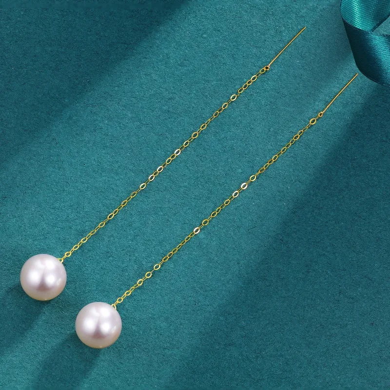 pearl dangling Earrings 18K Solid Gold Earring dangling Jewelry