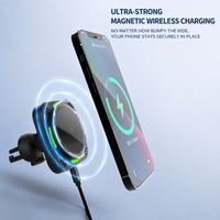 Chargeur de voiture sans fil magnétique 15W PD/QC3.0 Type-C avec écran LED et protection ignifuge pour téléphones mobiles