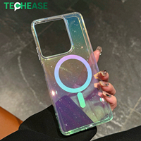 Étui de protection pour téléphone portable en gros, étui magnétique à paillettes dégradées arc-en-ciel, anti-chute, avec logo personnalisé pour Moto G Power 5G 2025