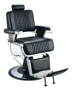 High Quality All Black Barber Chair <b>Synthetic</b> <b>Leather</b> with Wheels for Tall Barbers - Product Image 1