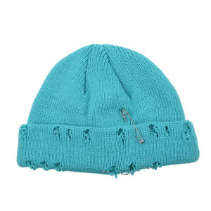 New Y2K Distressed Slouchy Beanie Knit Ski Warm Skull Cap Beanie Hat Winter Broken Edge Winter Hat Cold Cap - Product Image 1