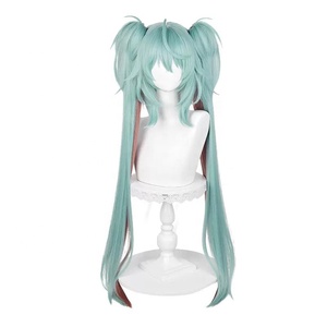 Perruque synthétique <span class=keywords><strong>Miku</strong></span> Rascal en gros, 100 cm, longue, bouclée, couleurs mélangées, pour <span class=keywords><strong>cosplay</strong></span> d'anime, Halloween, fête, Vocaloid, avec queues de cheval - Product Image 2