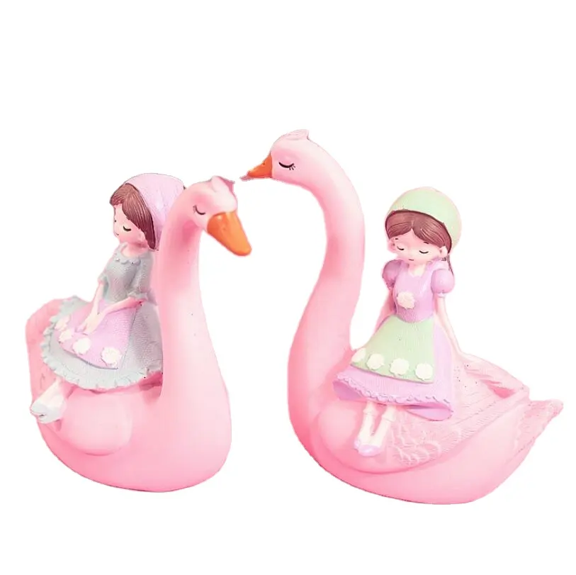 Christmas Resin Religious Figurines Pink Girl Flamingos Resin Art Crafts