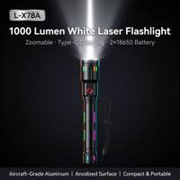 Lampe torche en alliage d'aluminium à laser blanc haute puissance, pour la défense personnelle, la recherche en extérieur, l'éclairage d'urgence