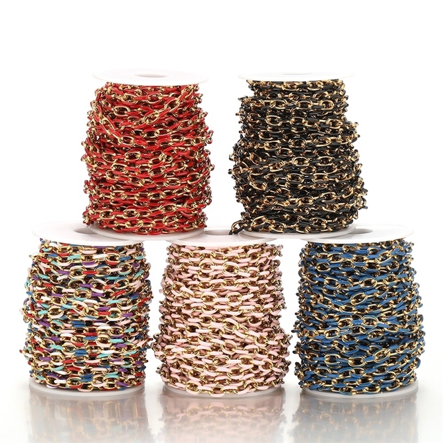 8mm Width Rolo Cable Link Chains for DIY Hip Hop Necklaces Findings Bracelets Supplies Jewelry Making Accessories