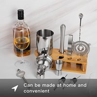 Ensemble de shaker à cocktails de 22 pièces, kit de barman en acier inoxydable Boston avec support, outils de bar professionnels