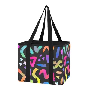 Wholesale Custom Colorful Print Convenient Large Capacity Kitchen Reusable Grocery <b>Bags</b> <b>Foldable</b> Shopping Box for Travel - Product Image 1