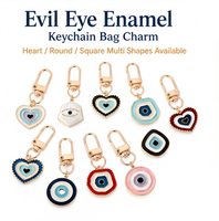 Porte-clés en métal œil porte-bonheur, breloque de sac, amulette protectrice multi-formes (cœur, rond, carré), cadeau pour femmes et filles, accessoire de mode