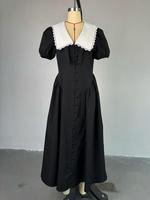 Robe longue élégante pour femme à manches courtes bouffantes et taille ajustée