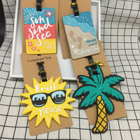 Étiquettes de bagage et cartes d'embarquement rétro européennes et américaines en PVC souple anti-perte, thème plage, pour lunettes de soleil et sacs